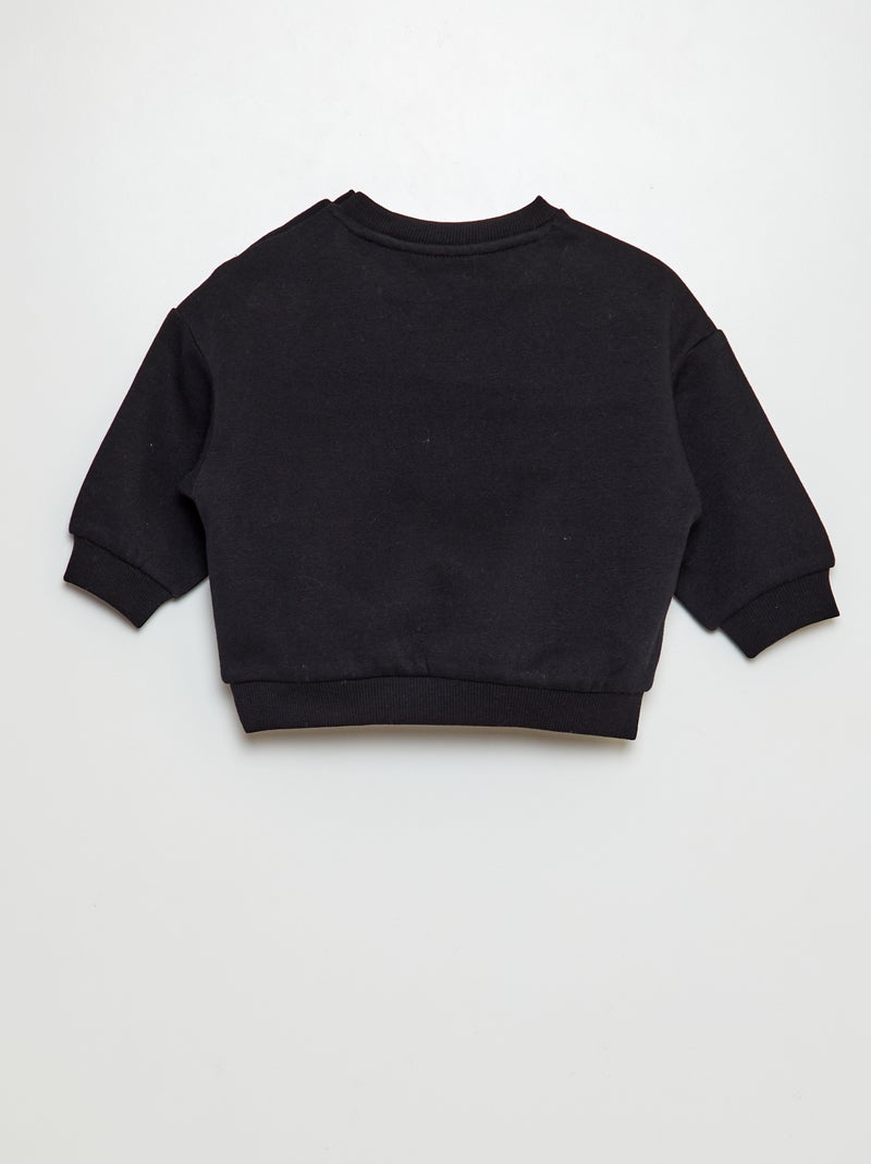 Sweatshirt em moletão lisa PRETO - Kiabi