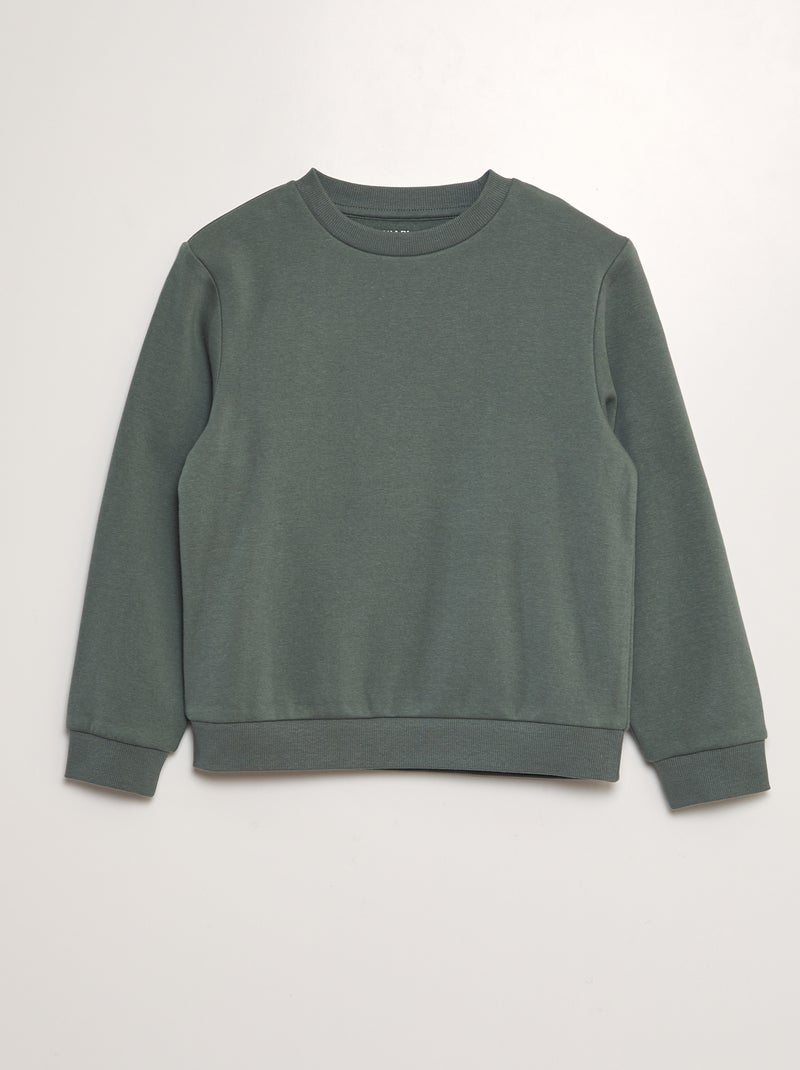 Sweatshirt em moletão lisa VERDE - Kiabi