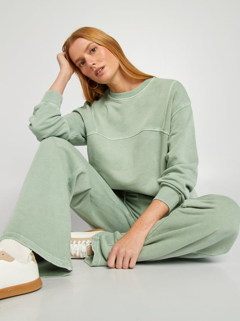 Sweatshirt em moletão lisa VERDE - Kiabi