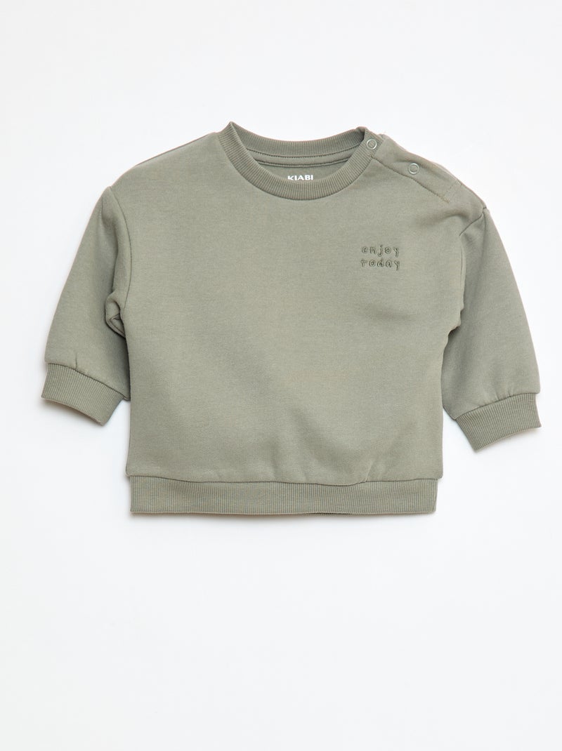 Sweatshirt em moletão lisa Verde - Kiabi