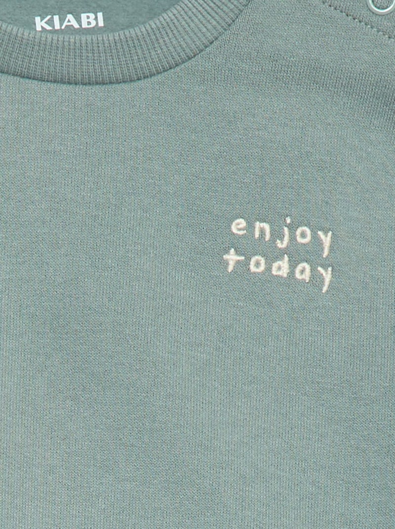 Sweatshirt em moletão lisa Verde - Kiabi