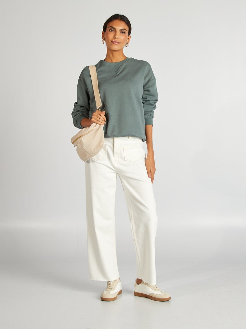 Sweatshirt em moletão lisa VERDE - Kiabi