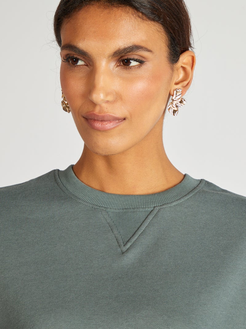 Sweatshirt em moletão lisa VERDE - Kiabi