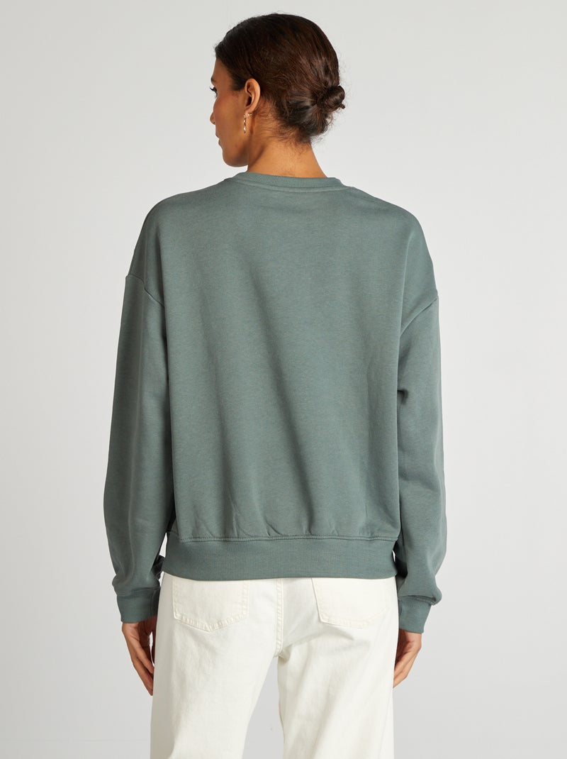 Sweatshirt em moletão lisa VERDE - Kiabi