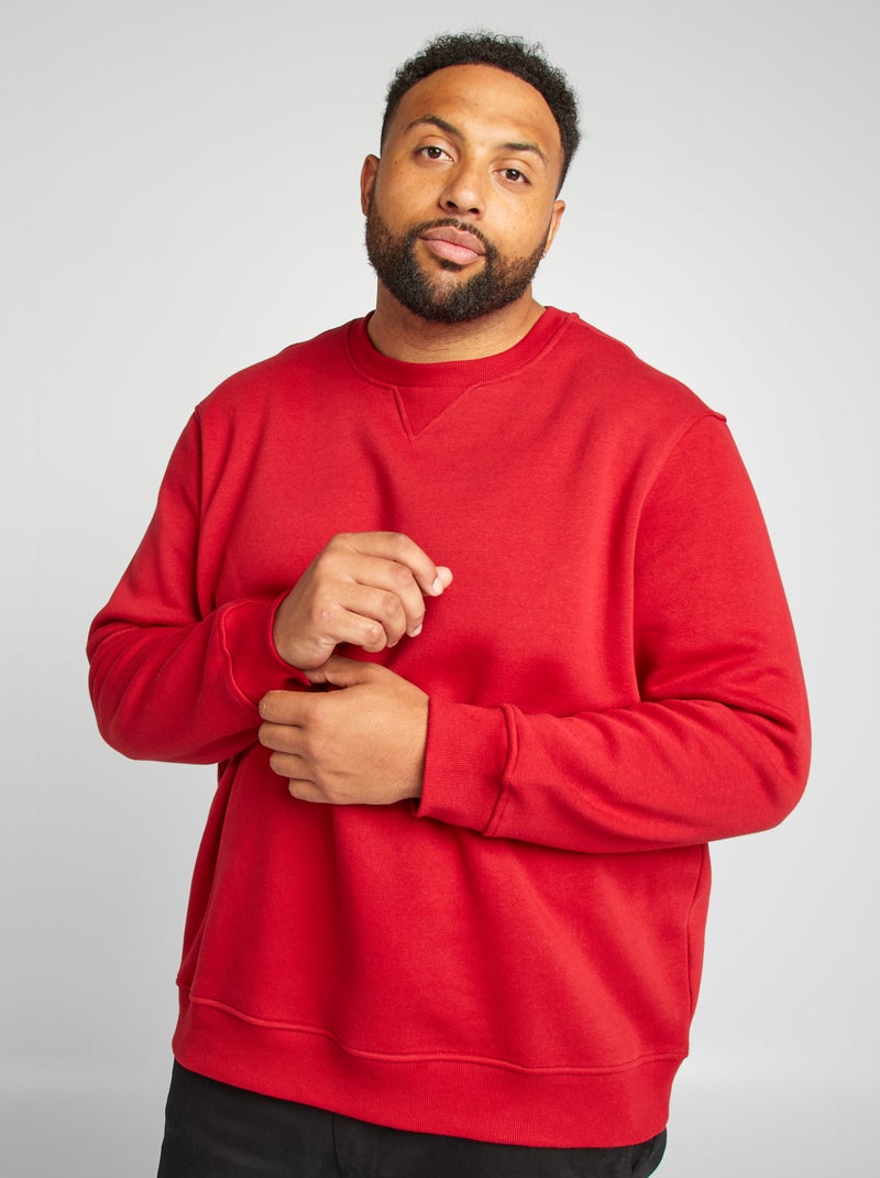 Sweatshirt em moletão lisa VERMELHO - Kiabi