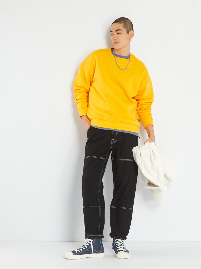 Sweatshirt em moletão liso AMARELO - Kiabi