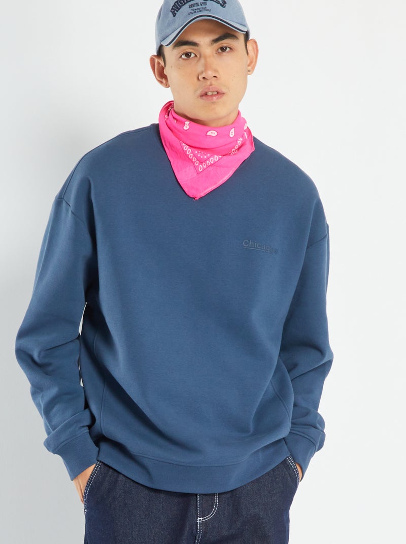 Sweatshirt em moletão liso AZUL - Kiabi