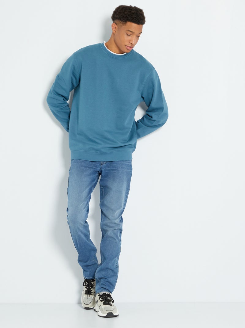 Sweatshirt em moletão liso AZUL - Kiabi