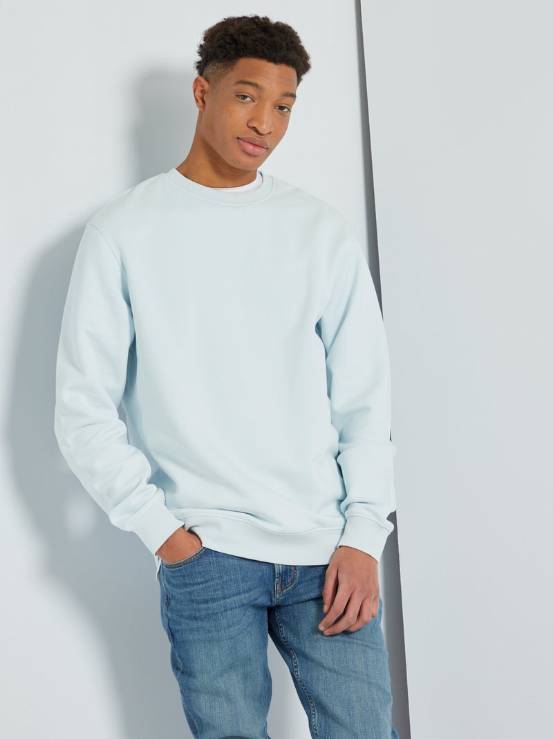 Sweatshirt em moletão liso AZUL - Kiabi