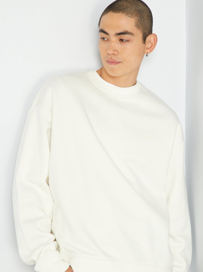 Sweatshirt em moletão liso BRANCO - Kiabi