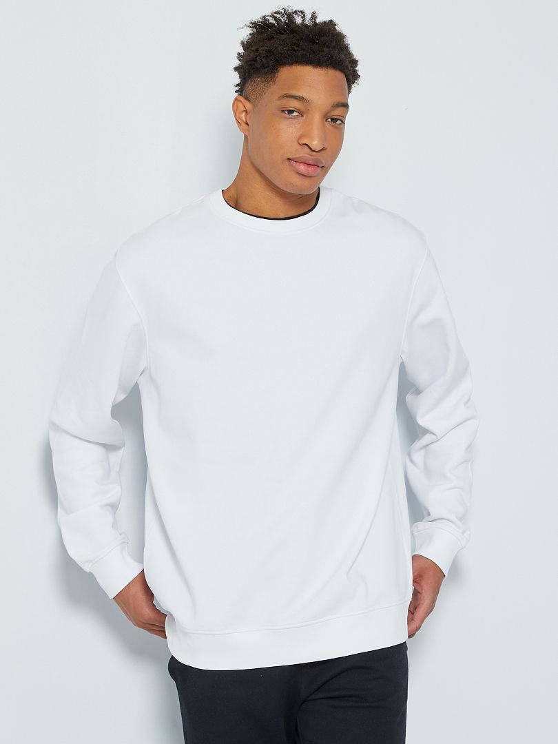 Sweatshirt em moletão liso Branco - Kiabi
