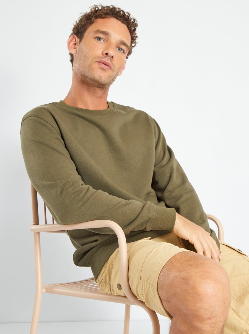 Sweatshirt em moletão liso CAQUI - Kiabi