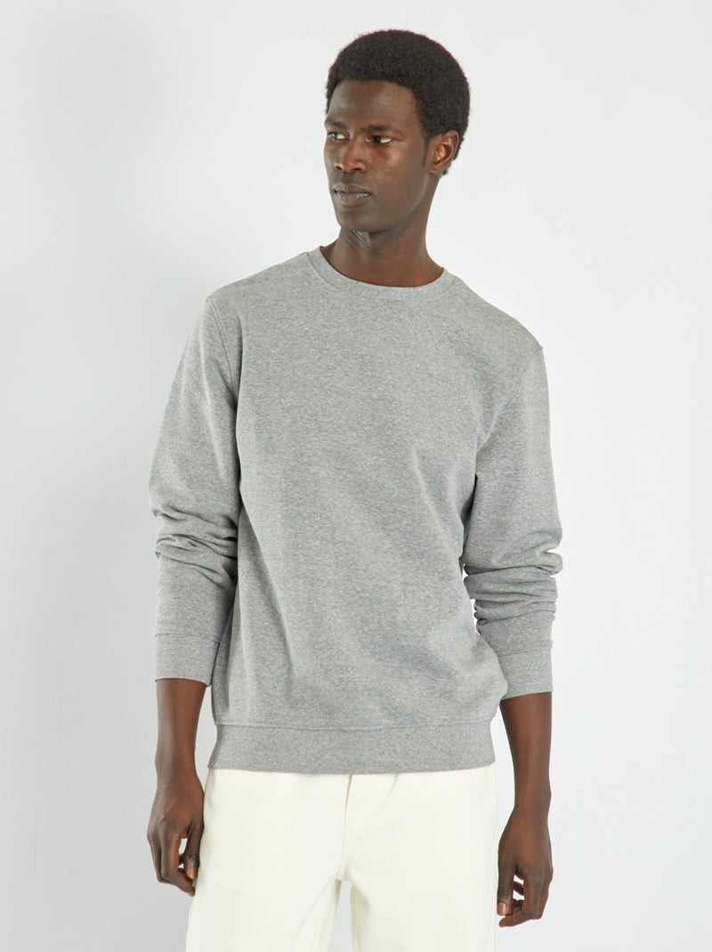 Sweatshirt em moletão liso CINZA - Kiabi