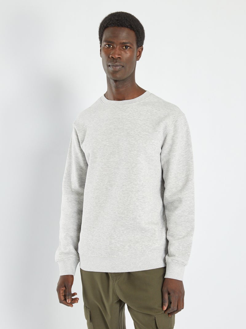 Sweatshirt em moletão liso CINZA - Kiabi