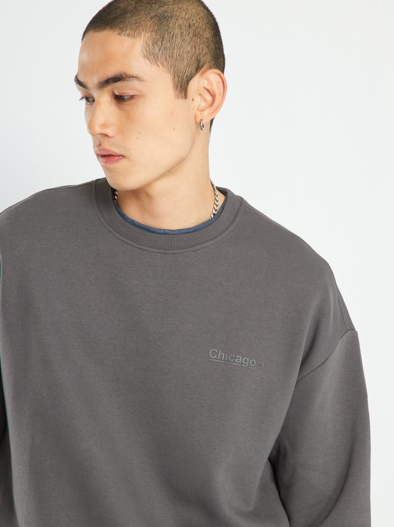 Sweatshirt em moletão liso CINZENTO - Kiabi