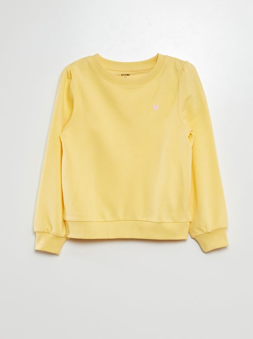 Sweatshirt em moletão liso com coração bordado - Kiabi