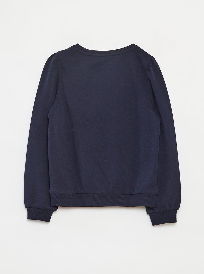 Sweatshirt em moletão liso com coração bordado Azul - Kiabi