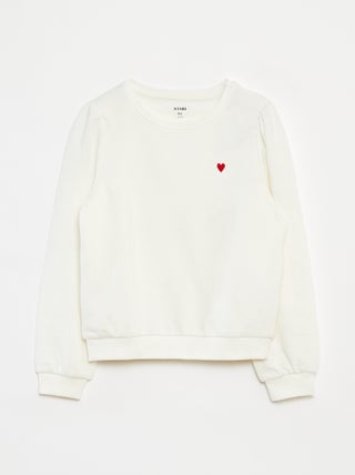 Sweatshirt em moletão liso com coração bordado