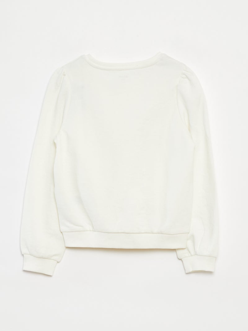 Sweatshirt em moletão liso com coração bordado Branco - Kiabi