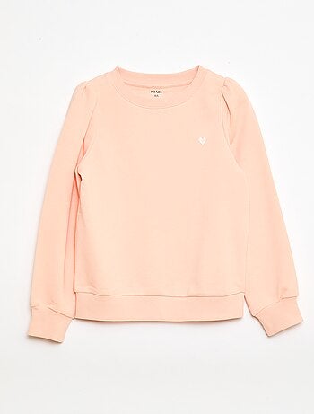 Sweatshirt em moletão liso com coração bordado