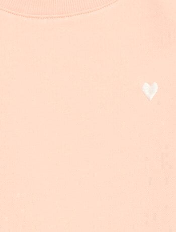 Sweatshirt em moletão liso com coração bordado