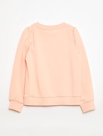 Sweatshirt em moletão liso com coração bordado