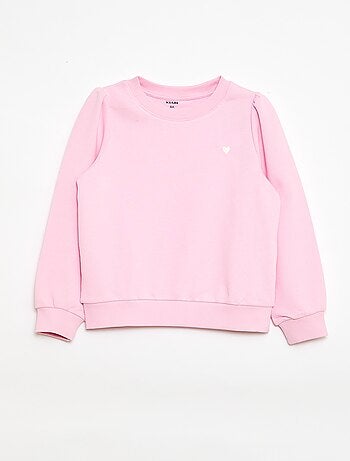 Sweatshirt em moletão liso com coração bordado