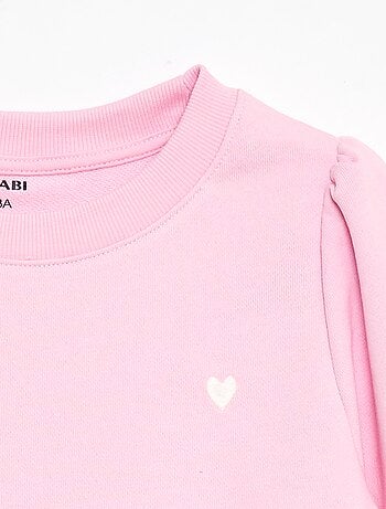 Sweatshirt em moletão liso com coração bordado