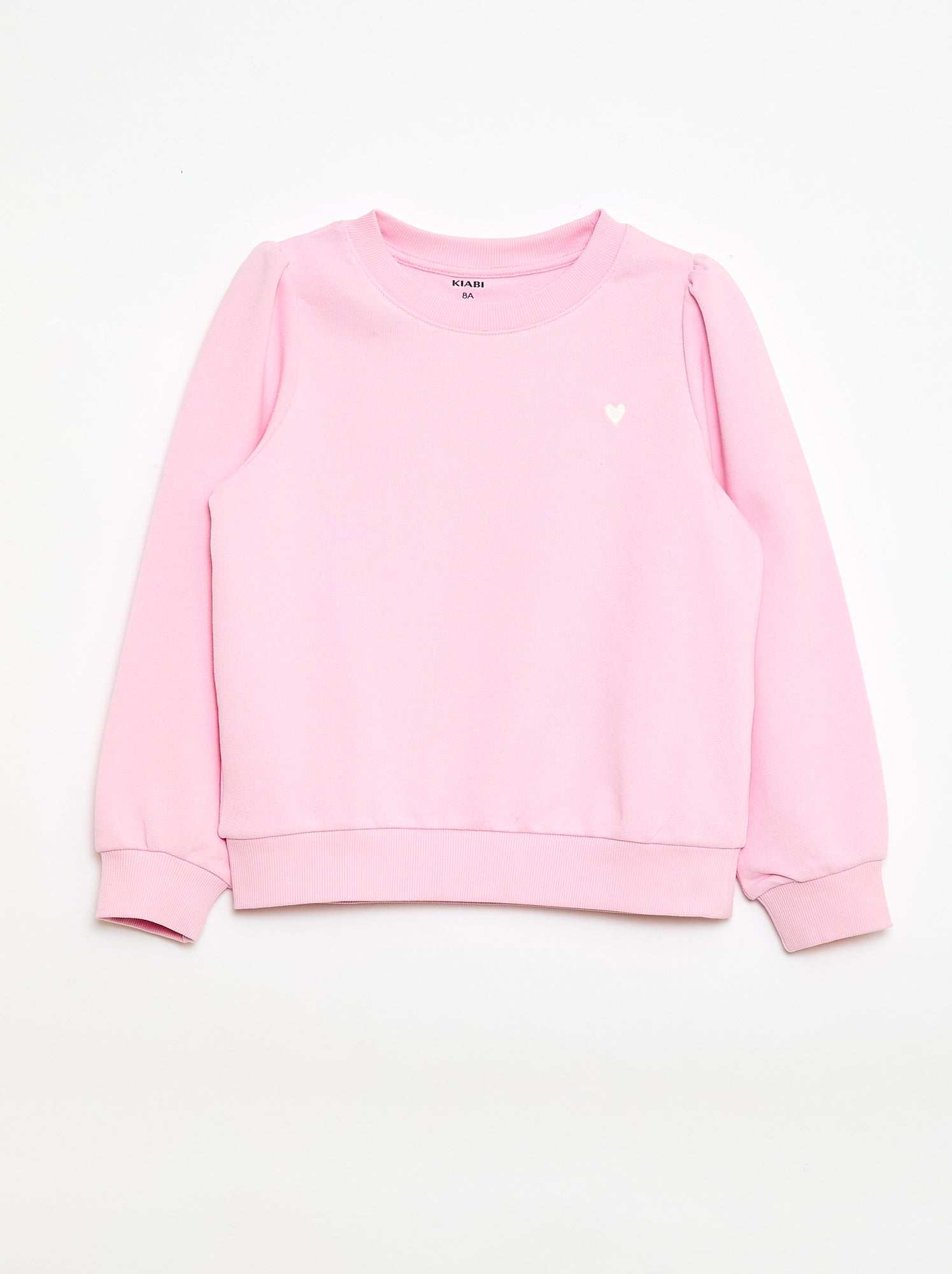 Sweatshirt em moletão liso com coração bordado