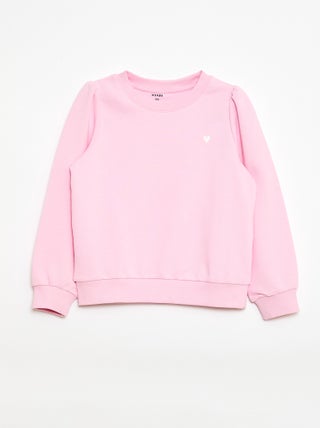 Sweatshirt em moletão liso com coração bordado