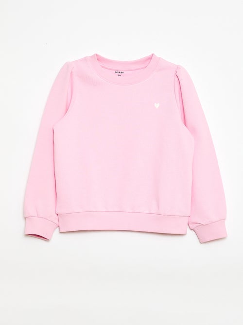 Sweatshirt em moletão liso com coração bordado - Kiabi