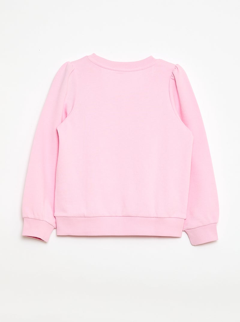 Sweatshirt em moletão liso com coração bordado Rosa - Kiabi