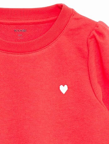 Sweatshirt em moletão liso com coração bordado
