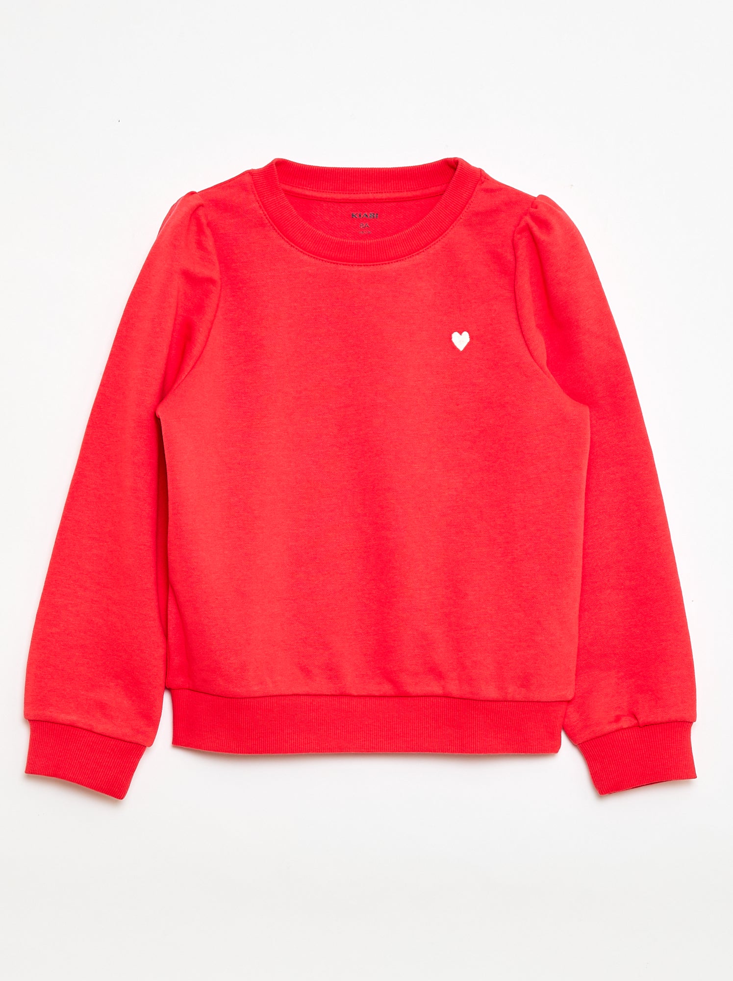 Sweatshirt em moletão liso com coração bordado