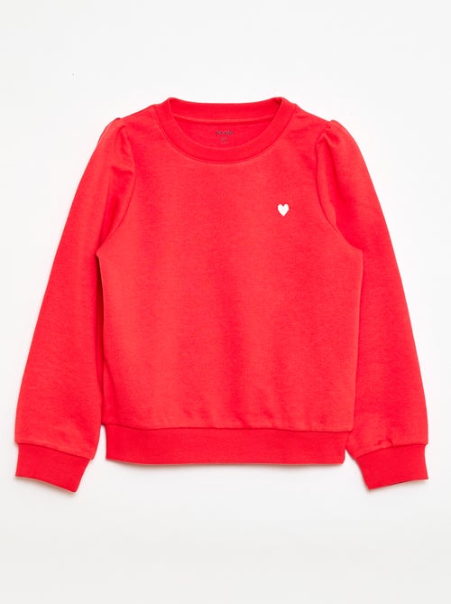 Sweatshirt em moletão liso com coração bordado - Kiabi