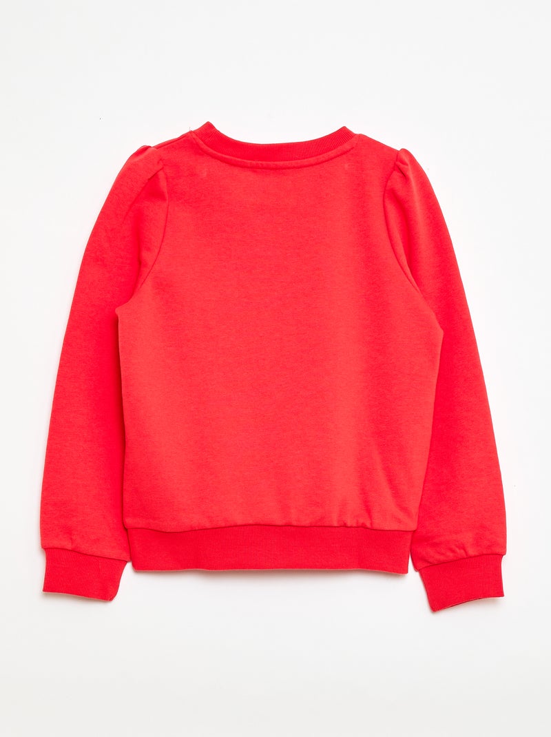 Sweatshirt em moletão liso com coração bordado Vermelho - Kiabi