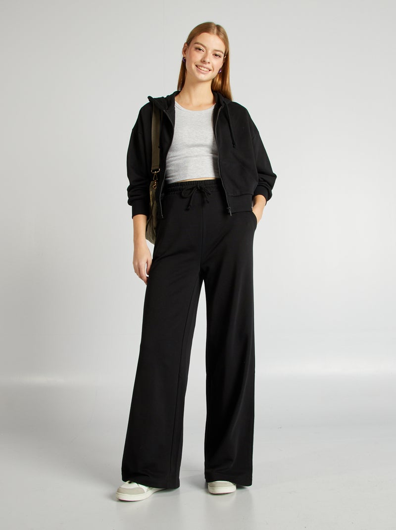 Sweatshirt em moletão liso com fecho e capuz Preto - Kiabi