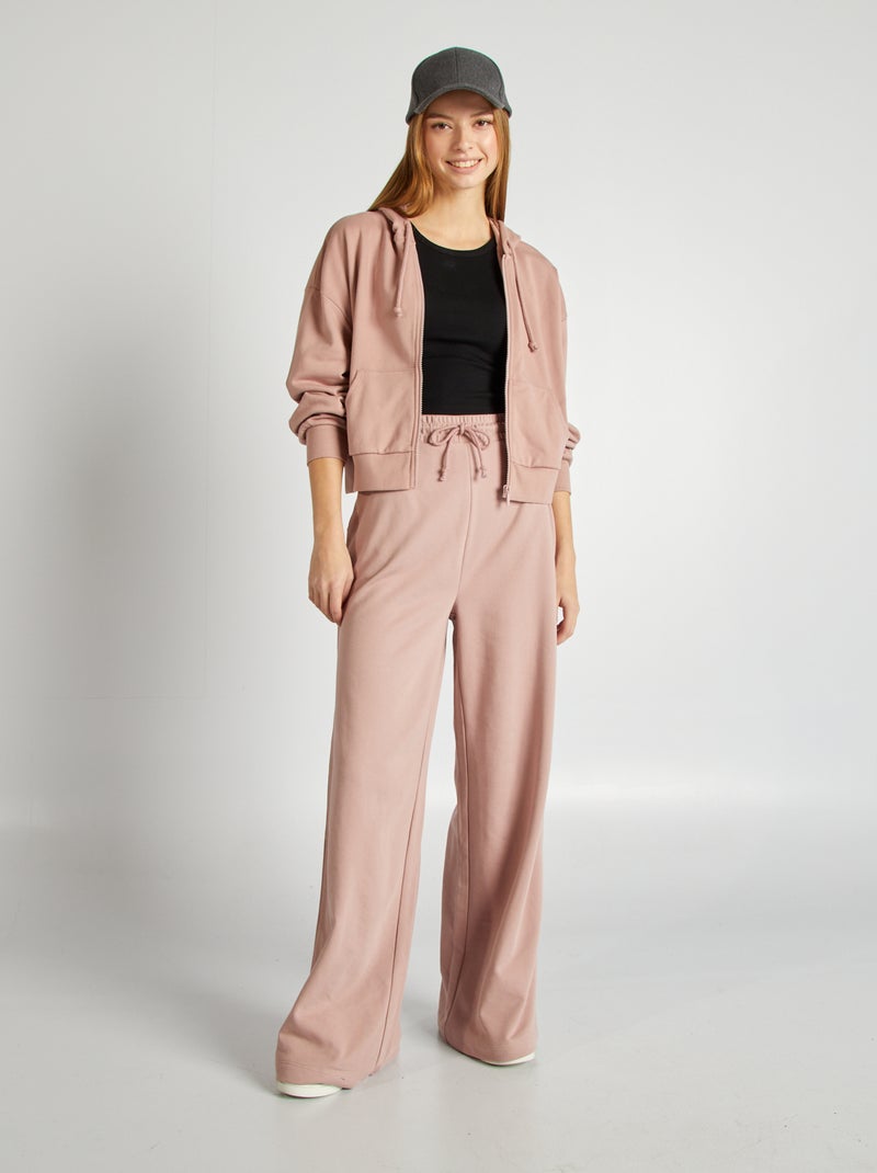 Sweatshirt em moletão liso com fecho e capuz ROSA - Kiabi