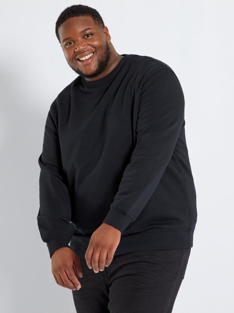 Sweatshirt em moletão liso Preto - Kiabi