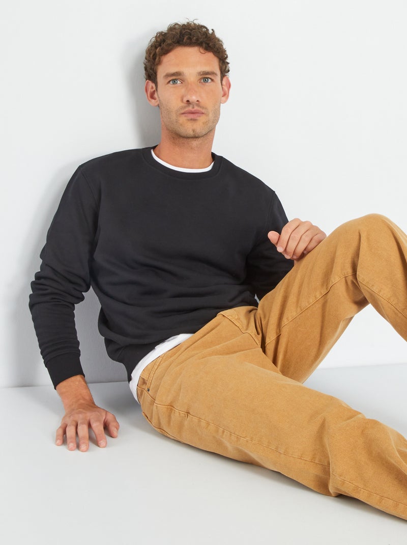 Sweatshirt em moletão liso Preto - Kiabi
