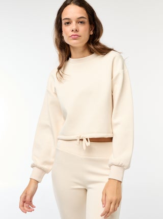 Sweatshirt em moletão liso suave e quente