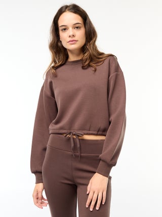Sweatshirt em moletão liso suave e quente
