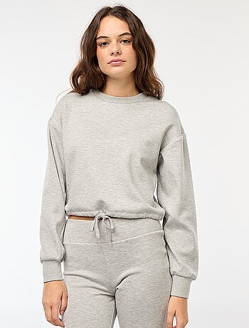 Sweatshirt em moletão liso suave e quente
