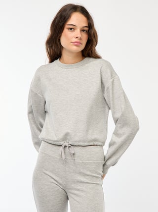 Sweatshirt em moletão liso suave e quente
