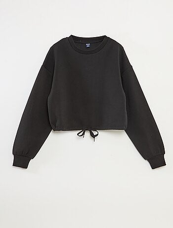 Sweatshirt em moletão liso suave e quente