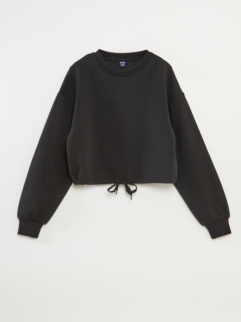 Sweatshirt em moletão liso suave e quente Preto - Kiabi