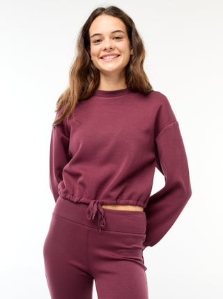 Sweatshirt em moletão liso suave e quente