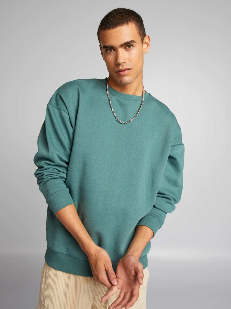 Sweatshirt em moletão liso VERDE - Kiabi