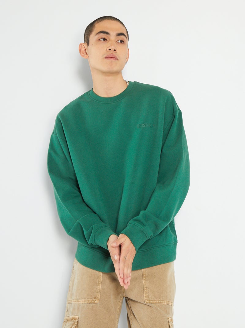 Sweatshirt em moletão liso VERDE - Kiabi