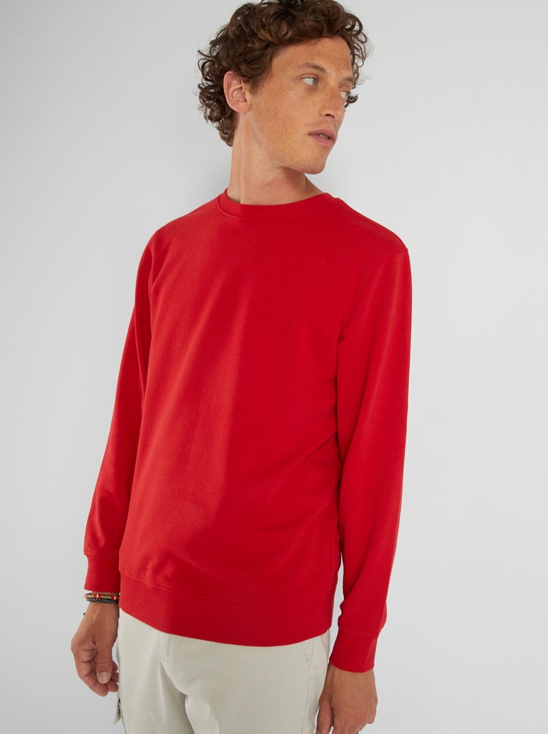 Sweatshirt em moletão liso VERMELHO - Kiabi